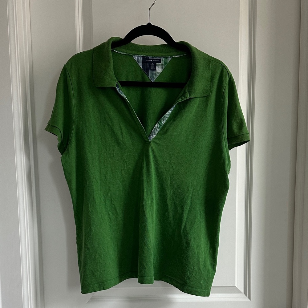 UEC Vintage Tommy Hilfiger Green Stretch-Cotton Short Sleeve Polo Size XL
